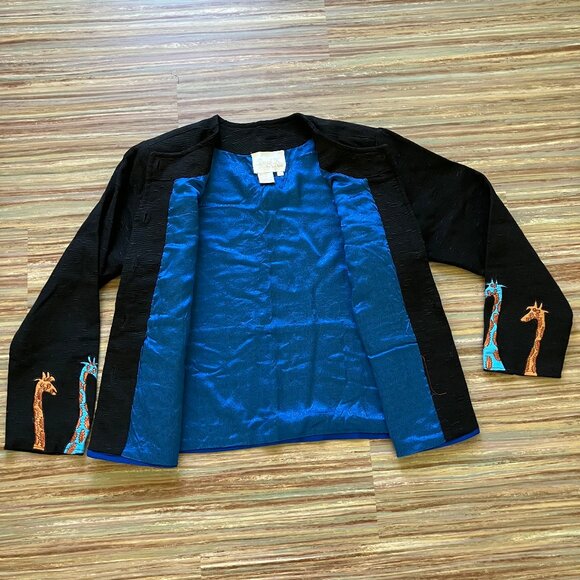 Daniel K Giraffe Tapestry Jacket Embroidered Vintage Blazer with Glass Buttons - Picture 4 of 9